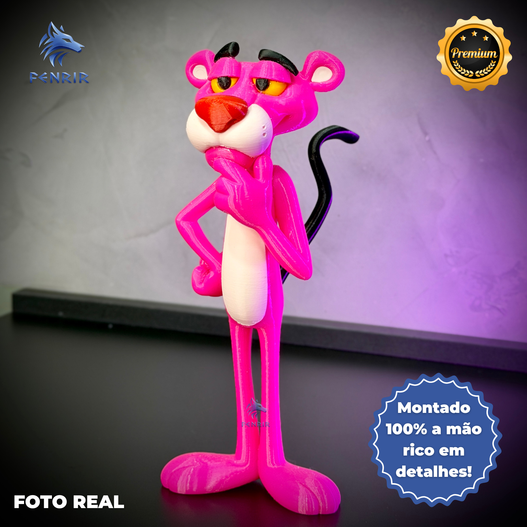 A pantera Cor de Rosa Figura decorativa estilo Cartoon Montado a mão artesanal EXCLUSIVO FRETE GRÁTIS