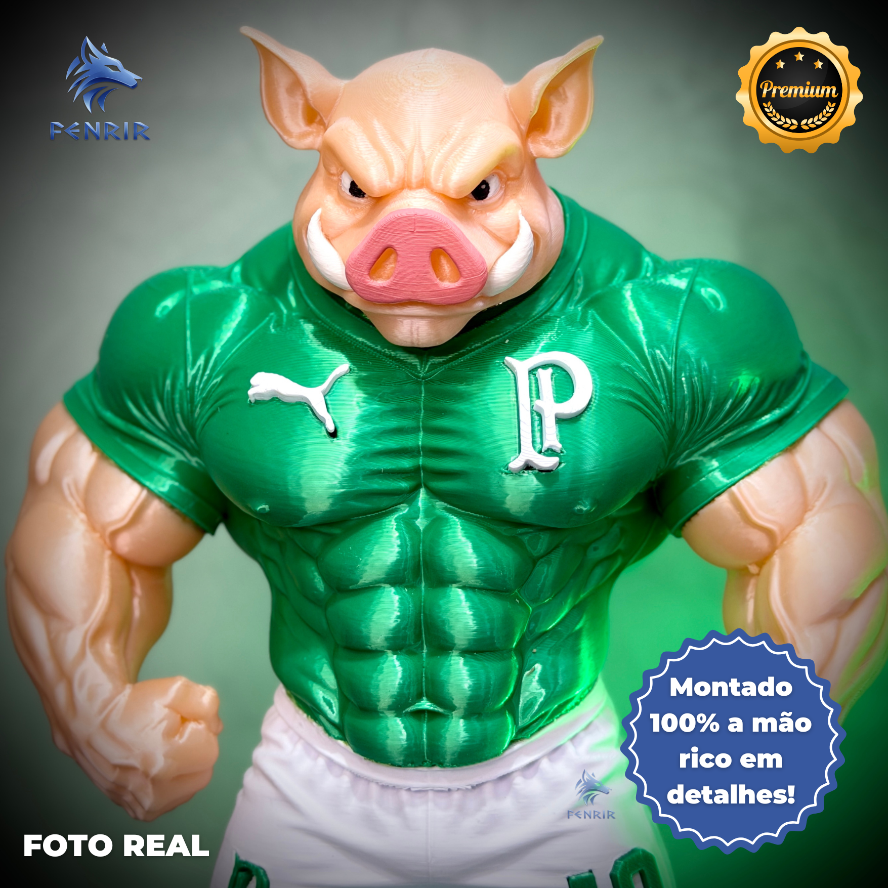 O Porcão do Palmeiras Premium Mascote – Arte Decorativa Exclusiva Montado a mão Pronta Entrega EXCLUSIVO FRETE GRÁTIS