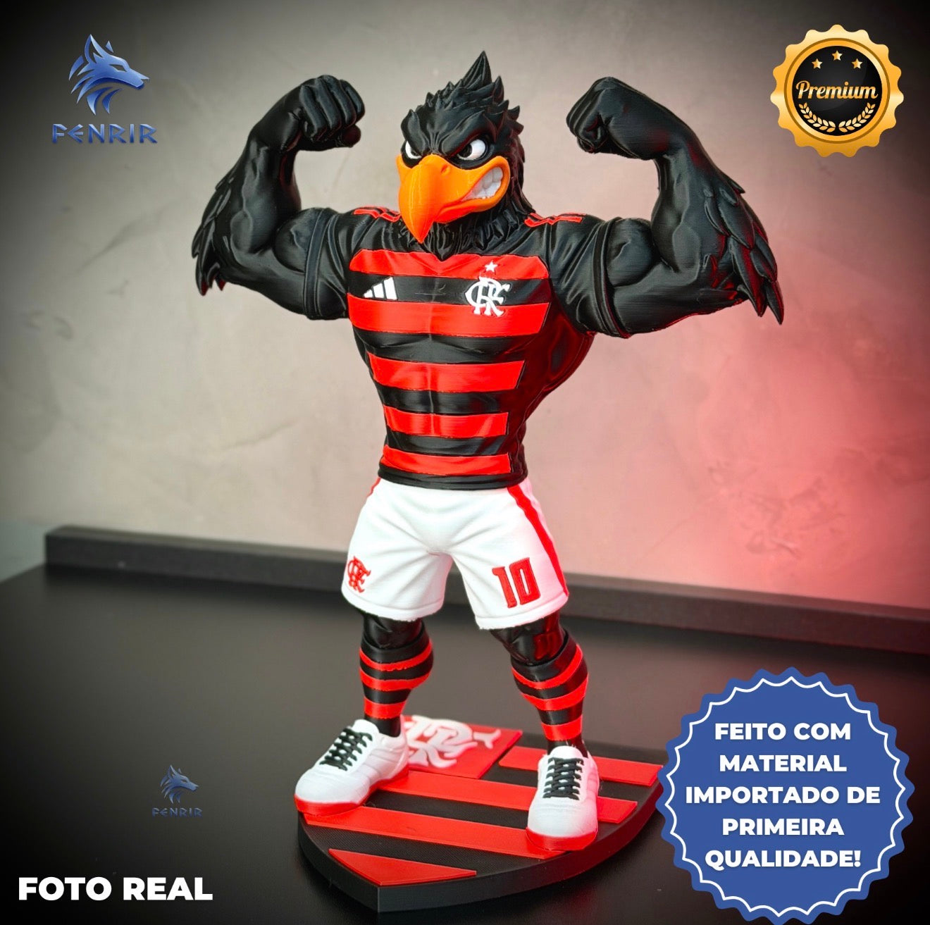 O Urubu do Flamengo Premium Mascote – Arte Decorativa Exclusiva Montado a mão Pronta Entrega EXCLUSIVO FRETE GRÁTIS