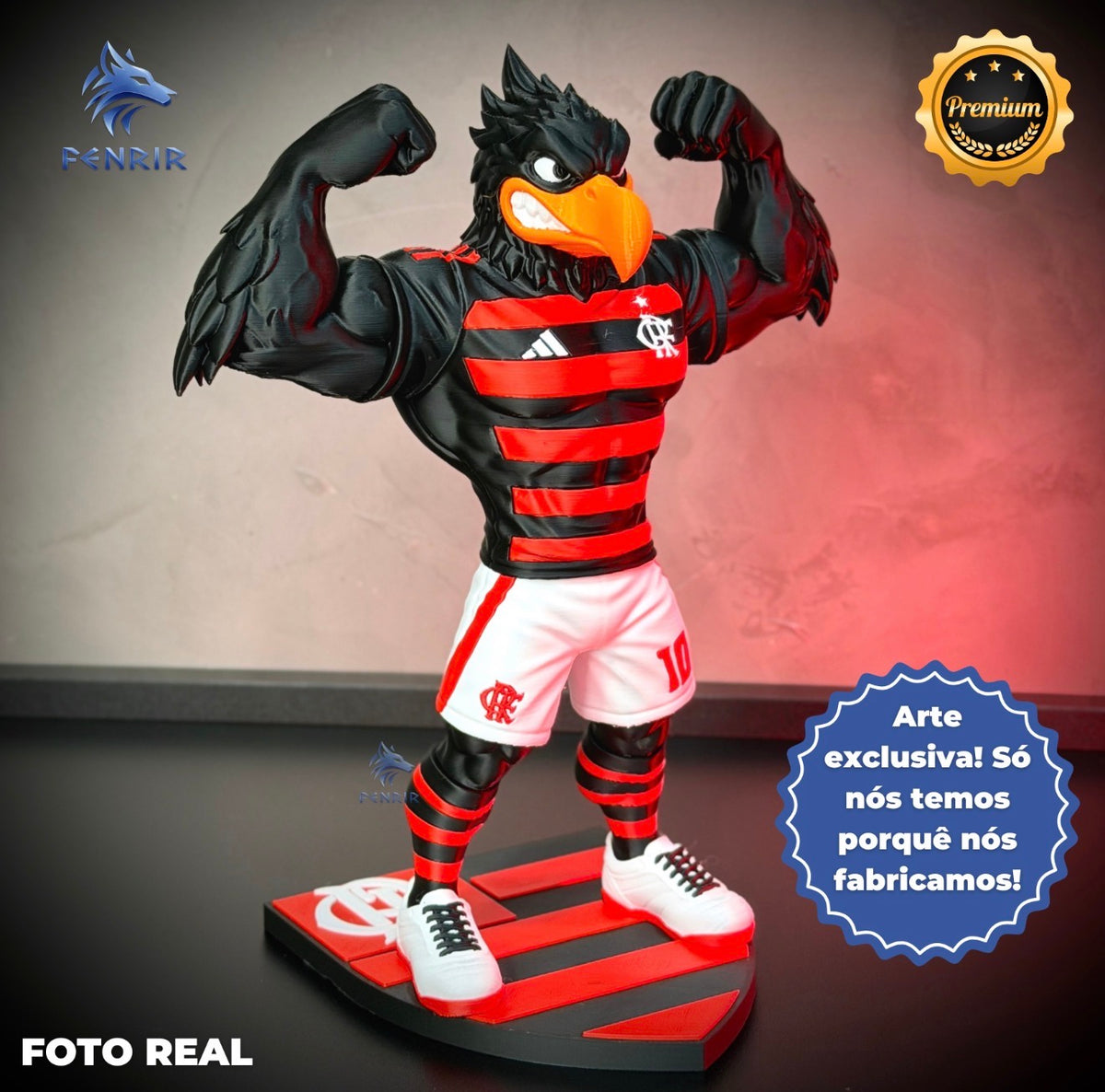 O Urubu do Flamengo Premium Mascote – Arte Decorativa Exclusiva Montado a mão Pronta Entrega EXCLUSIVO FRETE GRÁTIS