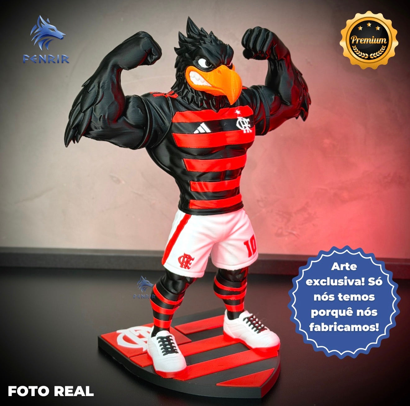 O Urubu do Flamengo Premium Mascote – Arte Decorativa Exclusiva Montado a mão Pronta Entrega EXCLUSIVO FRETE GRÁTIS